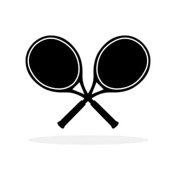 Tennis rackets black icon. Simple symbol of crossed tennis rackets.