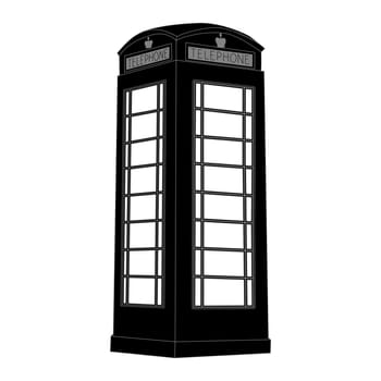 Telephone booth icon isolated on white background. London phone box black symbol.