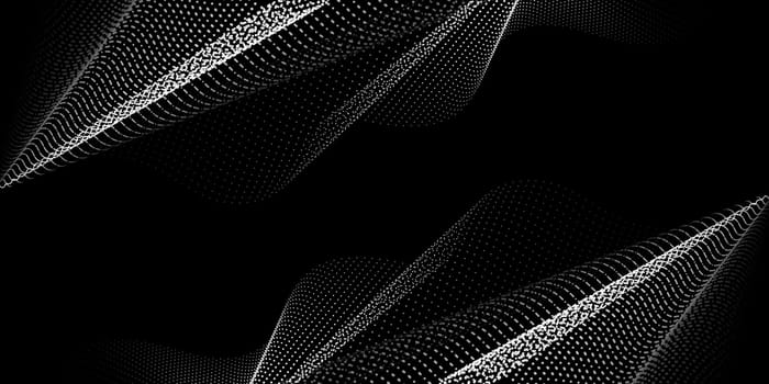 Abstract dark background with wavy grid of dots.