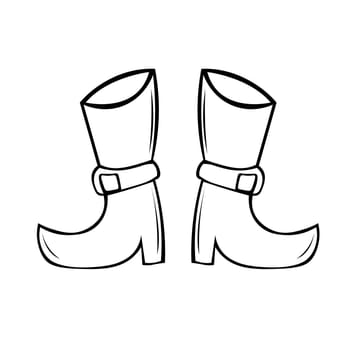 Vector illustration of hand-drawn in doodle style witch boots.