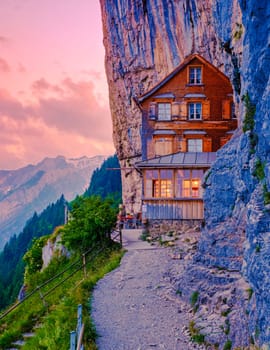 Berggasthaus Aescher in den Appenzeller Alpen, Appenzell, Swiss Ebenalp in Switzerland,