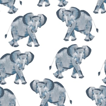 Seamless pattern with elephants Design with textured animals