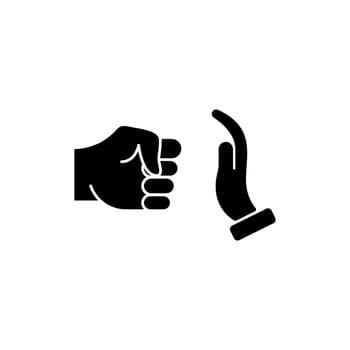 Domestic Violence icon. Stop Violence. Domestic Abuse. Fist as symbol of Violence. Icon Fist and Stop Hand Gesture. Vector illustration