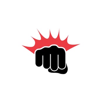 Fist Punching Black Silhouette Icon. Hand, Fist Punching or Hitting. Symbol of MMA, Boxing, Fisticuff. Vector illustration