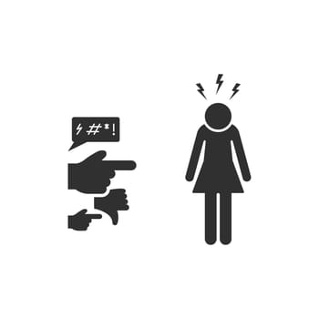 Social Bullying Icon. Harassment, Social Abuse and Domestic Violence Silhouette pictogram. Group Bullying Icon. Verbal and Physical Children Abuse. Vector illustration