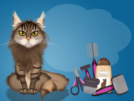 illustration of grooming for cats
