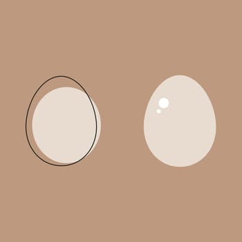 Eggs logo vector illustration. Outline white color icon, line linear sign isolated on brown background.