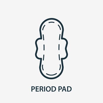 Hygienic Period Pad line icon. Woman Sanitary Napkin. Feminine Hygienic Sanitary Napkin Products for Menstruation. Menstruation period pad liner icon. Editable stroke. Vector illustration