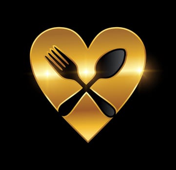 A vector Illustration  in black background with gold shine effect of Golden Luxury Food Vector Icon