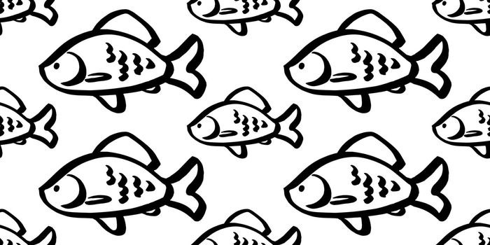fish seamless pattern vector black and white