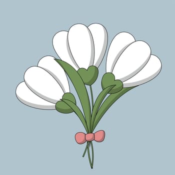 Flower snowdrop bouquet with bow in color