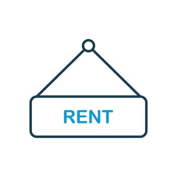 Plate of rent real estate. Rental pf property line icon. Board of rent real estate icon. Vector