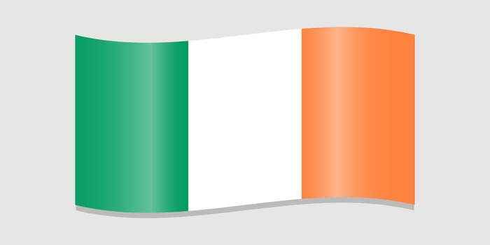 Flag of Ireland. Irish flag with shadow