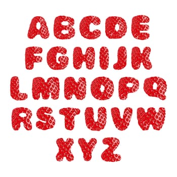 Strawberry font, set of letters. English alphabet.