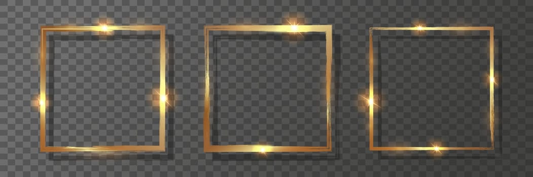 Decorative golden shiny square frames.