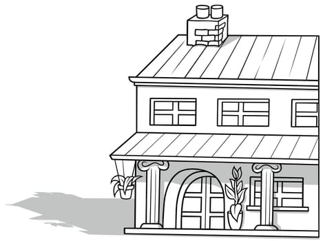 Drawing of a Family House with Decorative Columns