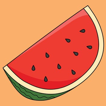 Sliced Watermelon Fruit Colored Cartoon