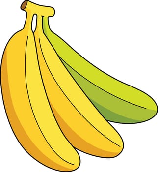 Banana Fruit Cartoon Colored Clipart Illustration