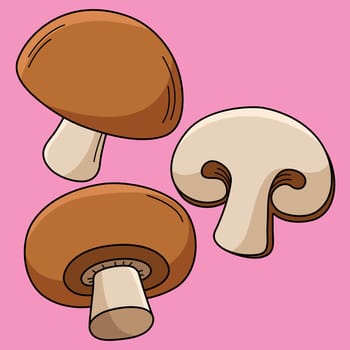 Mushroom Vegetable Colored Cartoon Illustration
