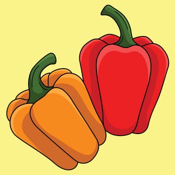 Bell Pepper Fruit Colored Cartoon Illustration