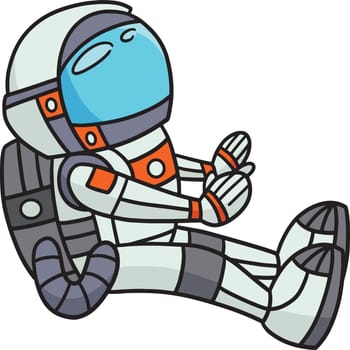 Sitting Astronaut Cartoon Colored Clipart