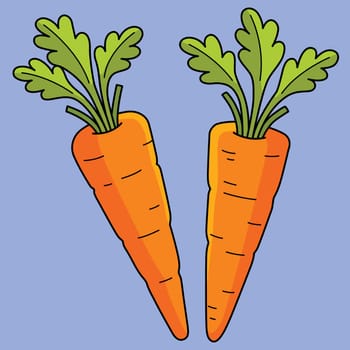 Carrots Vegetable Colored Cartoon Illustration