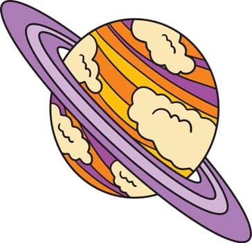 Planet Saturn Cartoon Colored Clipart Illustration