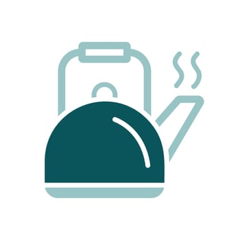 Camping metal kettle vector icon. Hiking sign