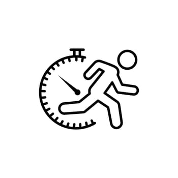 Thin line fast running man icon on white background