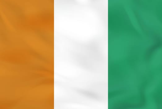 Ivory Coast waving flag. Ivory Coast national flag background texture.