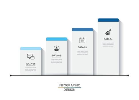 4 data infographics tab paper index template. Vector illustration abstract background.