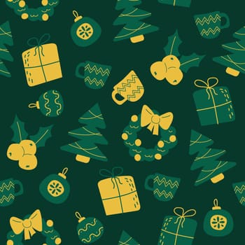 Cute and simple hand drawn doodle christmas seamless pattern background