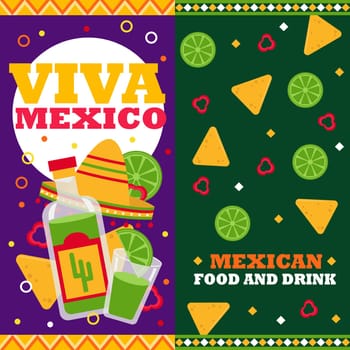 Cartoon mexican food. Vertical vector banners. Promo vector illustration