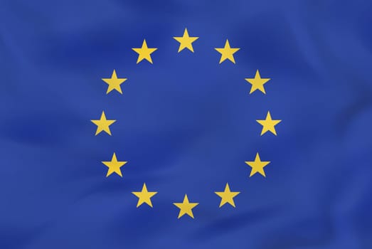 European Union waving flag. European Union national flag background texture.