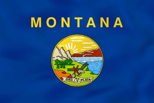Montana waving flag. Montana state flag background texture.