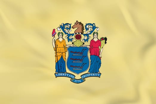 New Jersey waving flag. New Jersey state flag background texture.