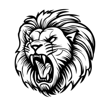 Lion head logo design. Abstract silhouette of a lion head. Evil face of a lion.