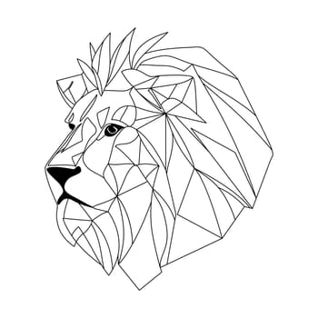 Lion logo design. Abstract black polygon lion head. Calm lion face.