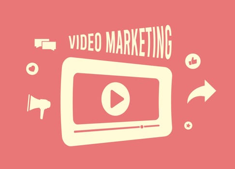 Video Marketing concept. Native social video marketing and programmatic advertising. Digital marketing strategy illustration for social media posts, blog articles or captivating email campaigns