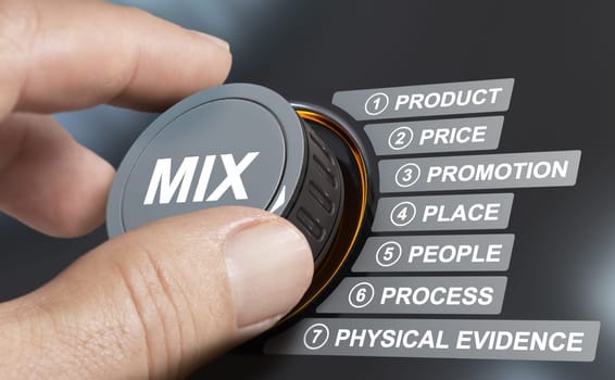 7P Marketing Mix Model concept