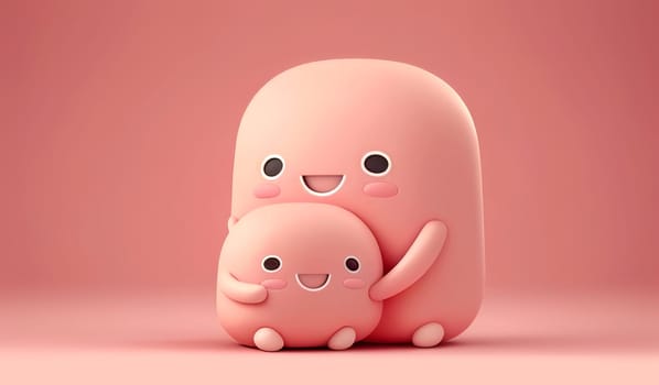 Lovely creatures embrace. Mothers hugs. Friendship. Cute abstract characters