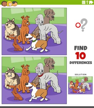 differences task with cartoon purebred dogs