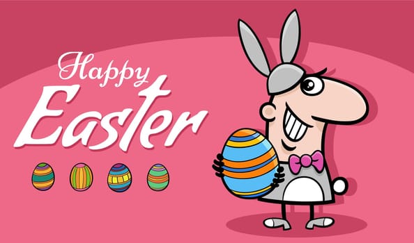 cartoon man in Easter Bunny costume greeting card