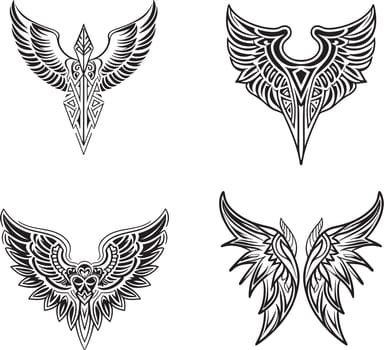 Great Tribal Wings Tattoo Vector
