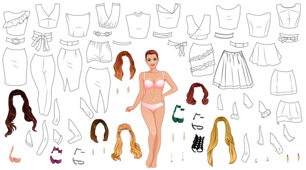 Plus Size Model Coloring Page Paper Doll