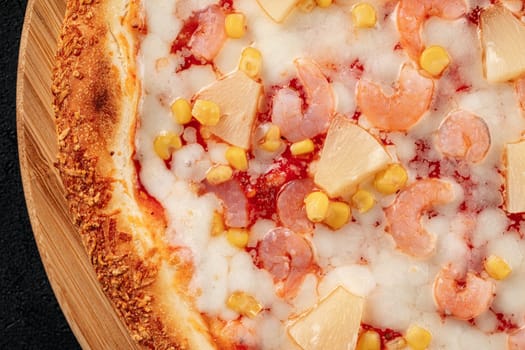 Fresh hawaii pizza with pineapple and ham