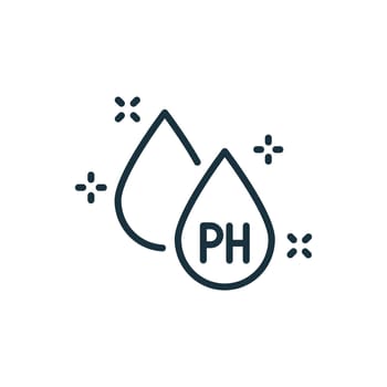 Neutral Ph Balance Line Icon. Free Acidity Concept Linear Pictogram. Non Ph Product for Hair, Skin or Food Outline Icon. Editable Stroke. Isolated Vector Illustration