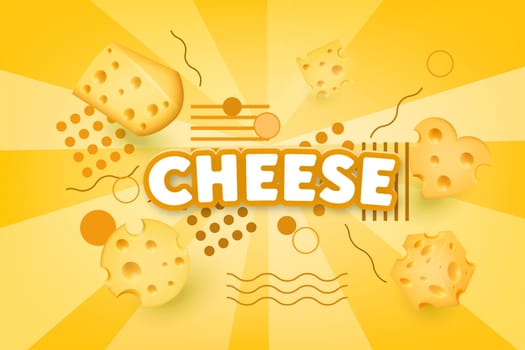 Cheese label eco food poster, banner menu product. Vector illustration.