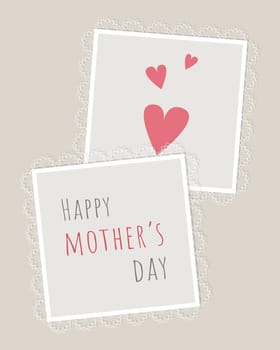 Happy Mothers Day. Greeting card pastel color. Vintage collage with heart.