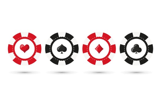 Casino chips for poker or roulette. Elements for logo, website or background design. Casino icons